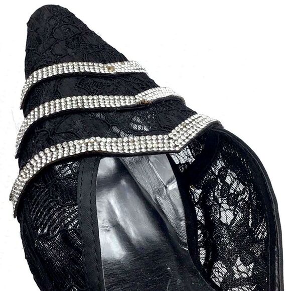 Platinum Collection by Jade Black Lace Diamond Heel Mules - Picture 10 of 15